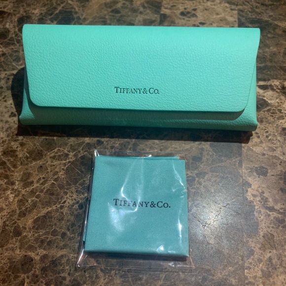 Tiffany & Co. Accessories - Tiffany & Co. Turquoise Leather Glasses Case with Cleaning cloth